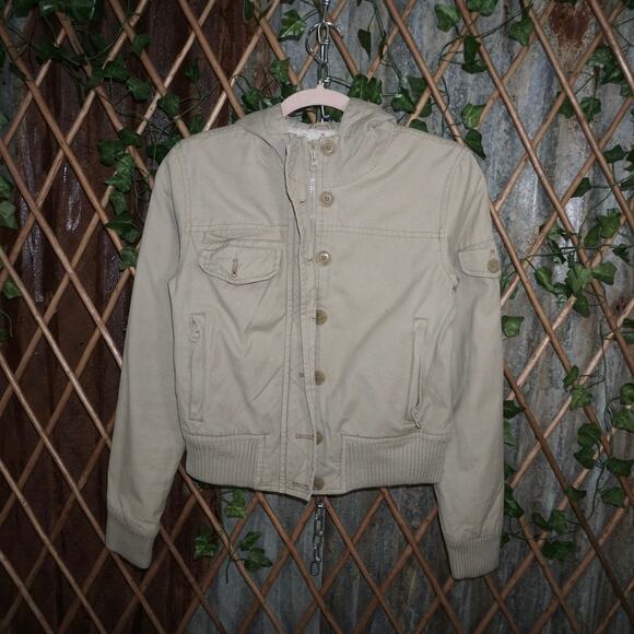 Mossimo Jackets & Blazers - Small - Vintage Y2K MOSSIMO 2000s femme khaki hooded jacket